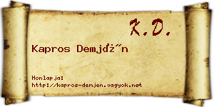 Kapros Demjén névjegykártya